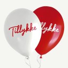 Punavalkoiset Tillykke-ilmapallot