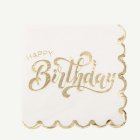 Happy Birthday Servietit Valkoinen/Kulta