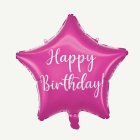 Happy Birthday Tähtifoliopallo Pinkki