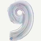 Numeropallo 9 holografinen hopea
