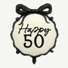 Happy 50 Folioilmapallo Musta/Valkoinen