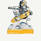 Astronautti skeittilaudalla kennokoriste