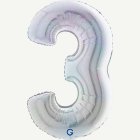 Holografinen numerofoliopallo 3 hopea