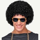 70-luvun Afro Peruukki Musta