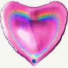 Sydän Folioilmapallo Holografinen Pinkki