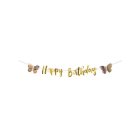 Perhonen Happy Birthday Kirjainköynnös Vaaleanpunainen/Liila/Kulta