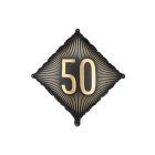 50-vuotis neliöfoliopallo musta/kulta