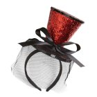 Punainen glitterinen minisylinterihattu hiuspannalla