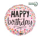 Happy Birthday Konfetti Folioilmapallo Vaaleanpunainen