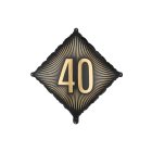 40-vuotis neliöfoliopallo musta/kulta