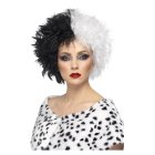 Mustavalkoinen Cruella De Vil -peruukki