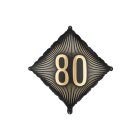 80-vuotis neliöfolioilmapallo musta/kulta
