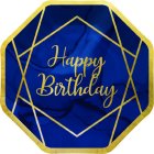 Sinikultaiset Happy Birthday -lautaset