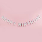 Värikäs pastellisävyinen Happy Birthday -ekokirjainnauha