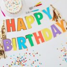 Happy Birthday Kirjainnauha Värikäs/Kulta