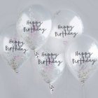 Happy Birthday -konfetti-ilmapallot, helmiäishohtoiset