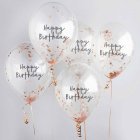 Happy Birthday -konfetti-ilmapallot, ruusukulta