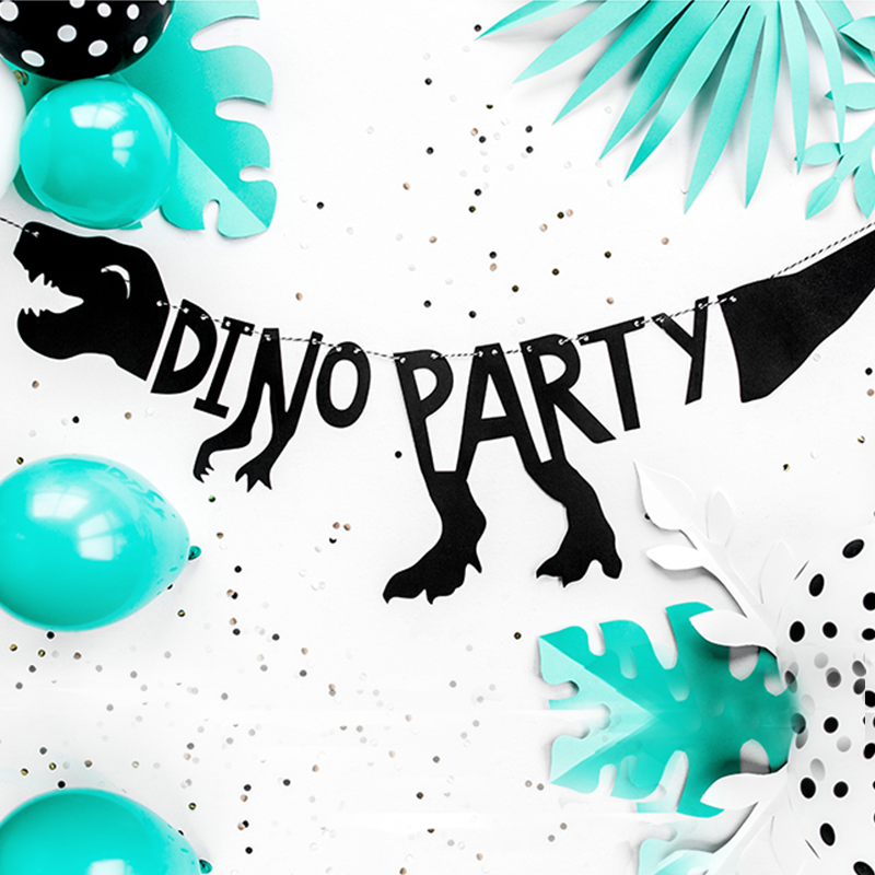 Dino party - Banner černý 20 x 90 cm