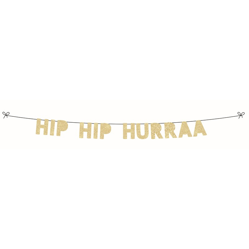 Kultainen Hip Hip Hurraa -kirjainnauha