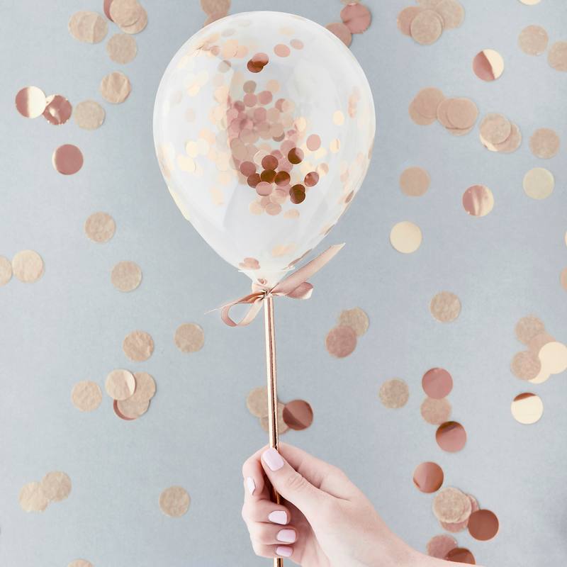 Mini konfetti-ilmapallot, ruusukulta