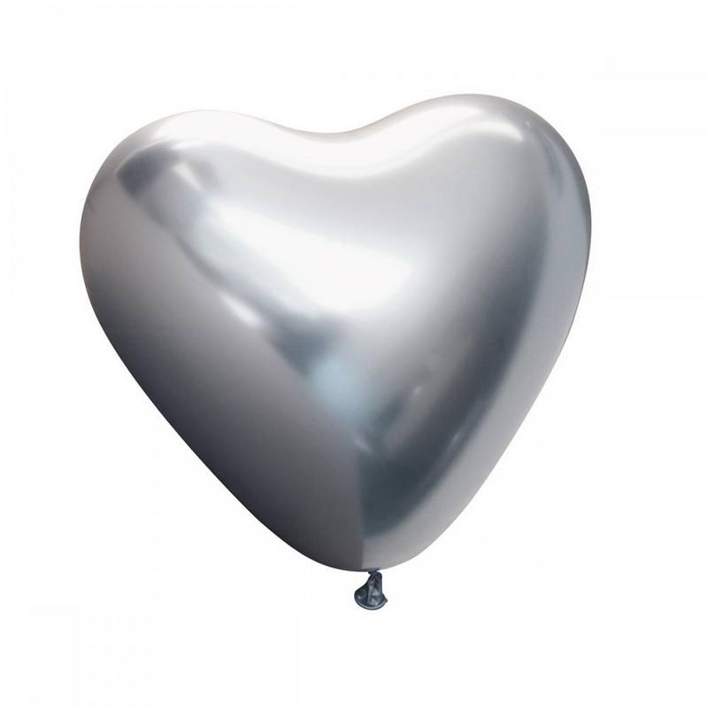 Premium Sydän Lateksi-ilmapallot Kromi Hopea