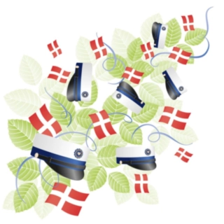Ylioppilas luksus-servetit Tanskan lipuilla, sininen