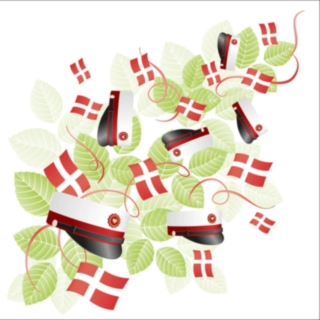 Ylioppilas luksus-servetit Tanskan lipuilla, punainen