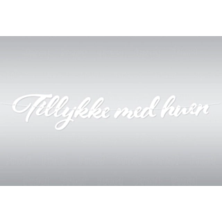 Valkoinen Tillykke Med Huen Kirjainnauha