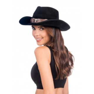 Mokkanahkajäljitelmä Cowboyhattu Musta