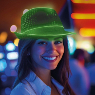 Paljetti LED Fedora Vihreä