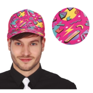 80-luvun Geometrinen Lippis Pinkki