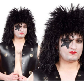 Rocktähti Kiss Peruukki Musta