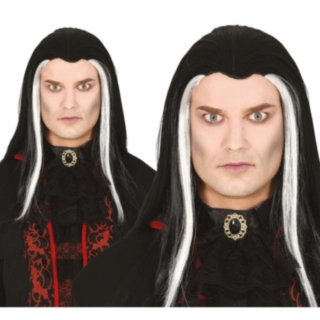 Valkoraitainen Vampyyriperuukki Musta