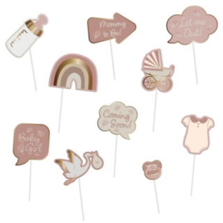 Blooming Baby Girl Photobooth Rekvisiitat Roosa/Kulta