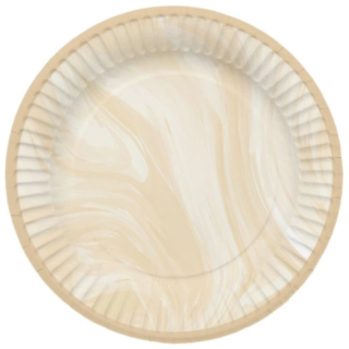 Marmorikuvioiset Pahvilautaset Beige/Kulta