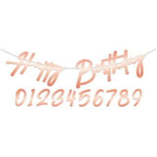 Personoitava Happy Birthday Kirjainnauha Ruusukulta