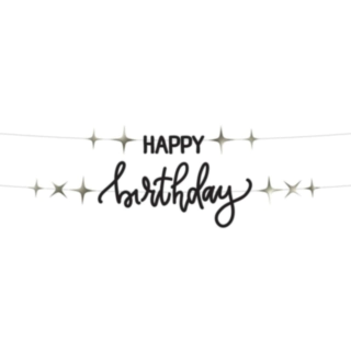 Happy Birthday Kirjainkoristenauha Musta