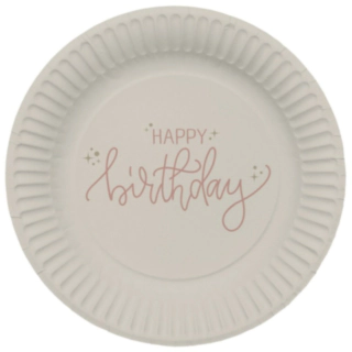 Happy Birthay Pahvilautaset Crème Rosé