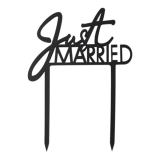 Just Married Akryylinen Kakkukoriste Musta