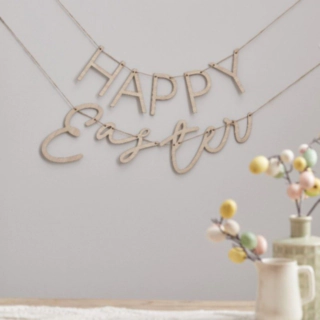 Puinen Happy Easter -kirjainnauha