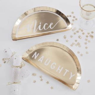 Naughty or Nice Puolipyöreät Pahvilautaset