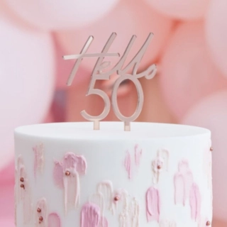 Hello 50 Akryylinen Kakkukoriste Ruusukulta