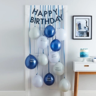 Happy Birthday -ovikoristepaketti sininen