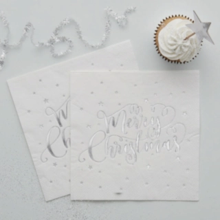 Hopeat Merry Christmas -servetit
