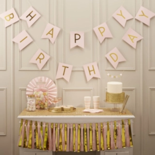 Happy Birthday Viirinauha Pastellin Vaaleanpunainen