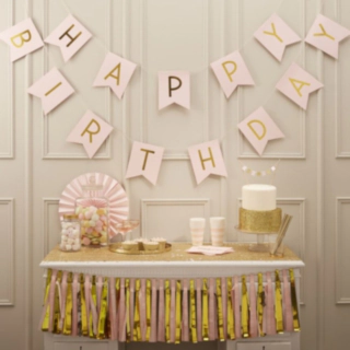 Happy Birthday Viirinauha Pastellin Vaaleanpunainen