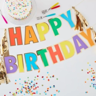 Happy Birthday Kirjainnauha Värikäs/Kulta