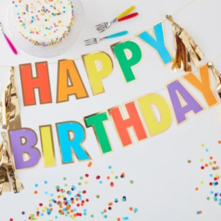 Happy Birthday Kirjainnauha Värikäs/Kulta