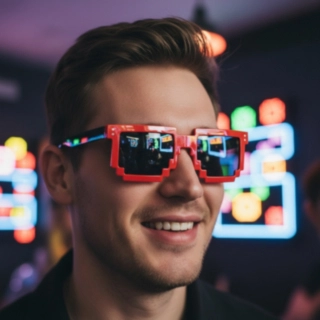 8-bittiset Pikselilasit Punainen/Peili