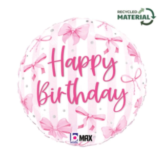 Happy Birthday Rusetti Foliopallo Vaaleanpunainen